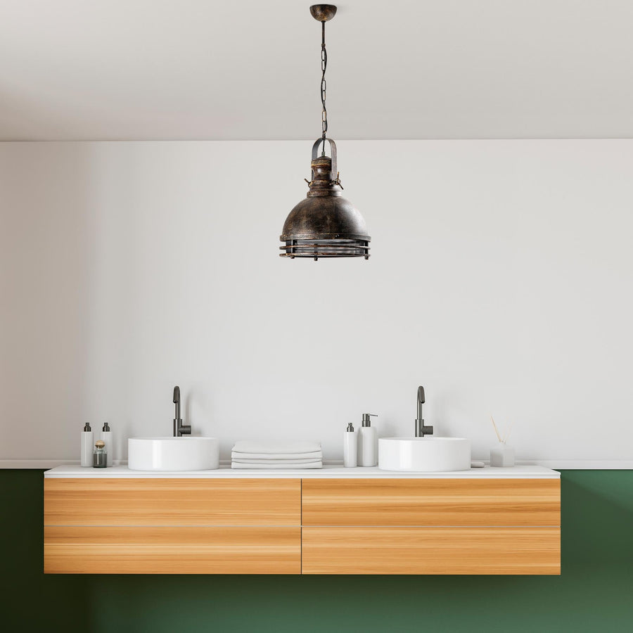 Endüstriyel Metal Tekli Sarkıt Kubbe Eskitme - Kahve