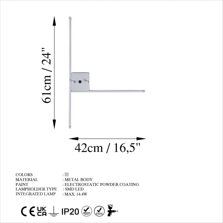 T-Form Metal Aplik - Gri