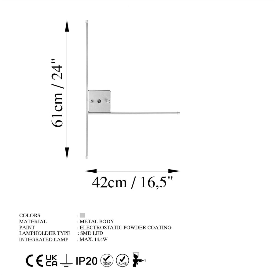 T-Form Metal Aplik Mat - Gri