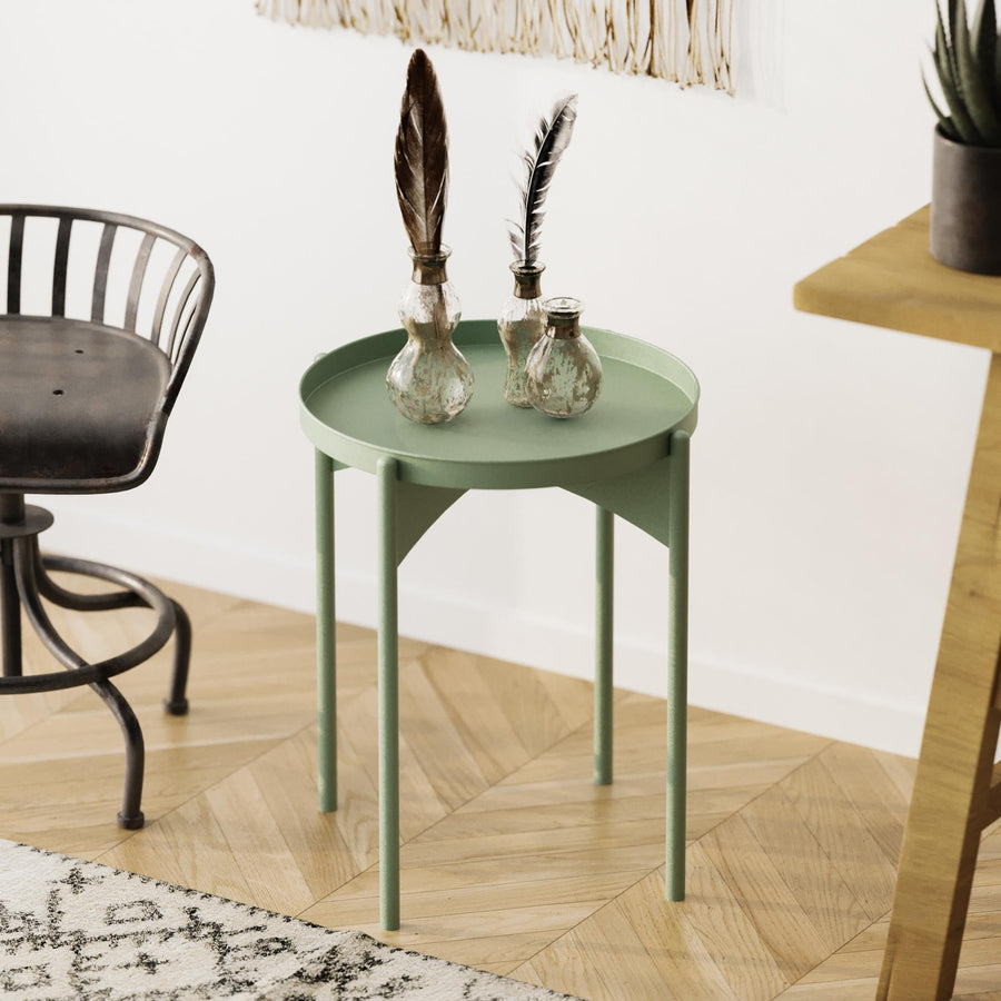 Yuvarlak Metal Sehpa - Yesil