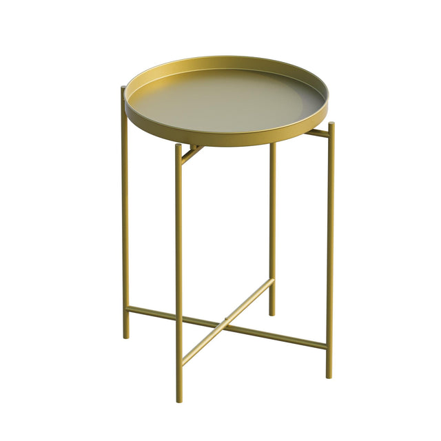 Yuvarlak Metal Tepsi Sehpa - Sari
