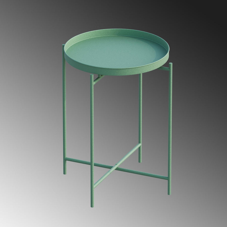 Yuvarlak Metal Tepsi Sehpa - Yesil