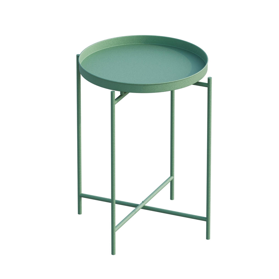 Yuvarlak Metal Tepsi Sehpa - Yesil