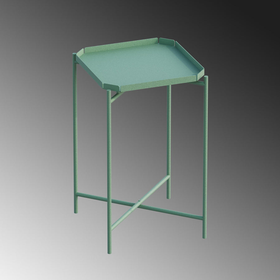 Sekizgen Metal Tepsi Sehpa - Yesil