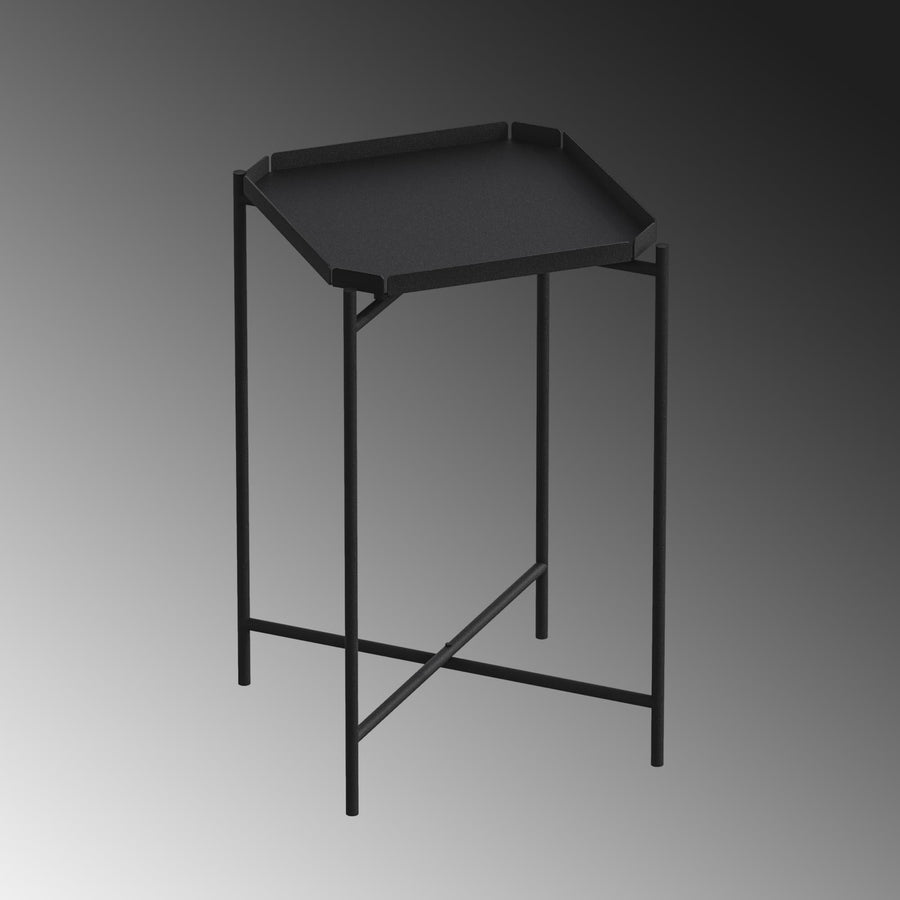 Sekizgen Metal Tepsi Sehpa - Siyah