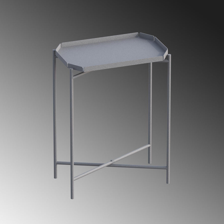Gri Metal Tepsi Sehpa - Gri