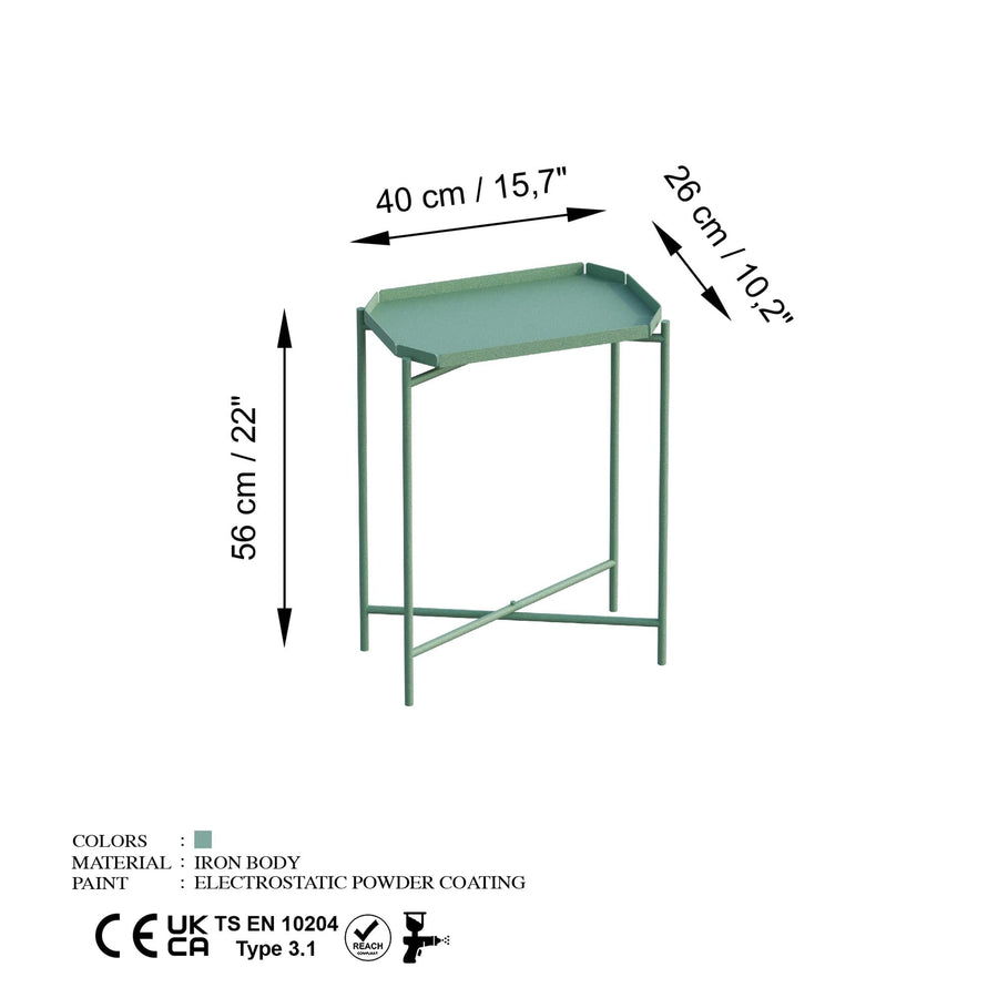 Yeşil Metal Tepsi Sehpa - Yesil