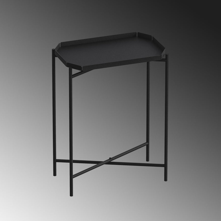 Sekizgen Metal Tepsi Sehpa - Siyah