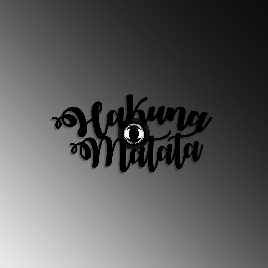Hakuna Matata Yazili Metal Duvar Apligi - Siyah