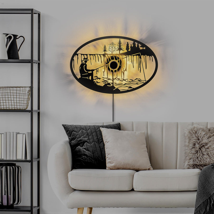 Balıkci Metal Duvar Apliki - Siyah