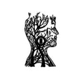 Agac Kafa Metal Duvar Apliki - Siyah
