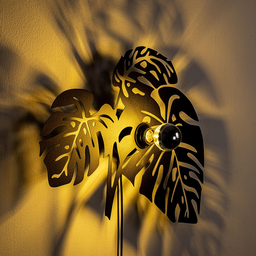 Monstera Yaprak Metal Duvar Apliki - Siyah