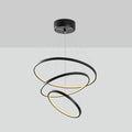 Spiralli LED Avize Metal 3 Halka - Siyah