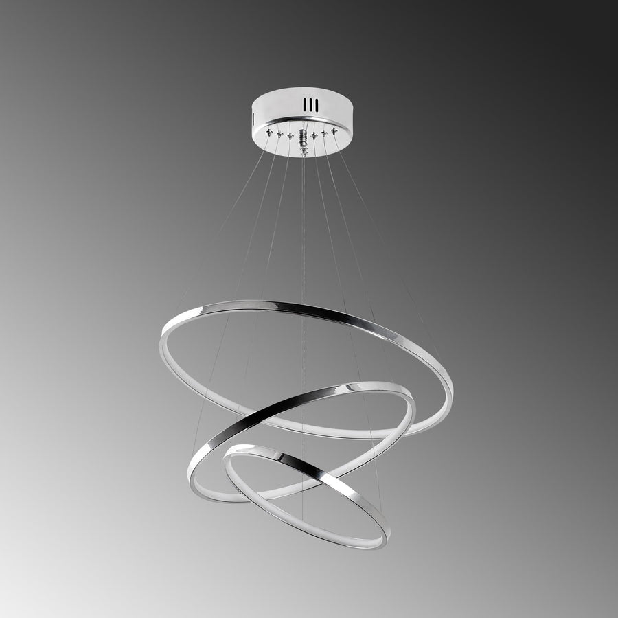 Spiralli LED Avize Metal 3 Halka - Gumus