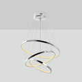 Spiralli LED Avize Metal 3 Halka - Gumus