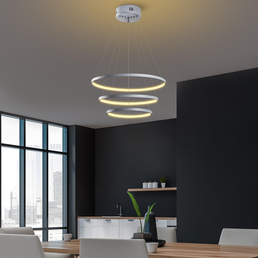 Spiralli LED Avize Metal 3 Halka - Gri