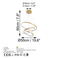 Spiralli LED Avize Metal 3 Halka - Altin