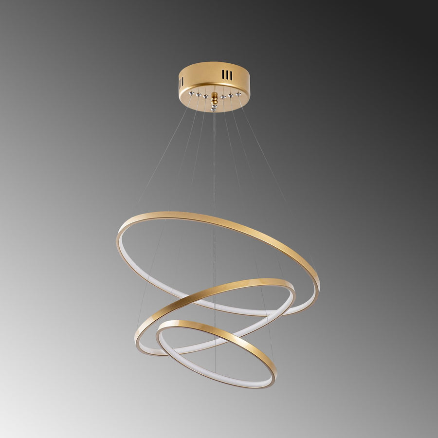 Spiralli LED Avize Metal 3 Halka - Altin