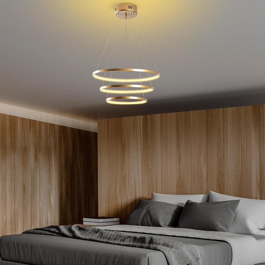 Spiralli LED Avize Metal 3 Halka - Altin