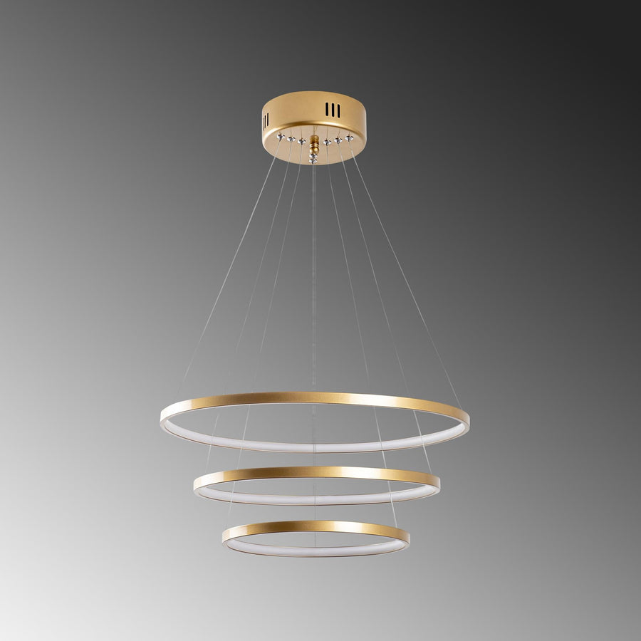 Spiralli LED Avize Metal 3 Halka - Altin