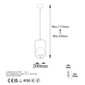 Oval Çerçeveli Cam Tekli Sarkıt Metal - Altin