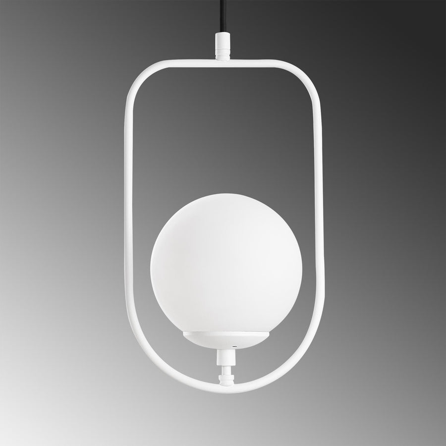 Oval Çerçeveli Cam 3'lü Sıralı Sarkıt Metal - Beyaz