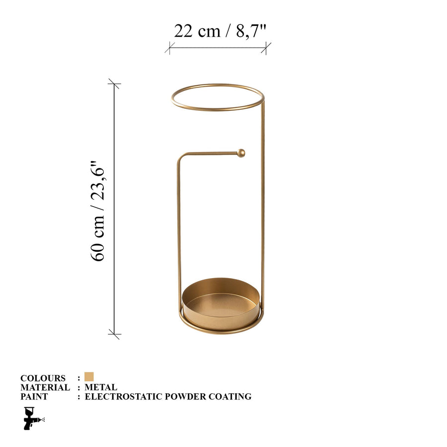 Yuvarlak Metal Semsiye Standı - Altin