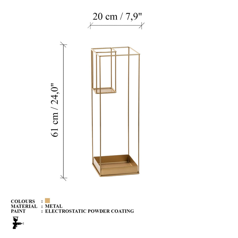 Kare Kafes Metal Semsiye Standı - Altin
