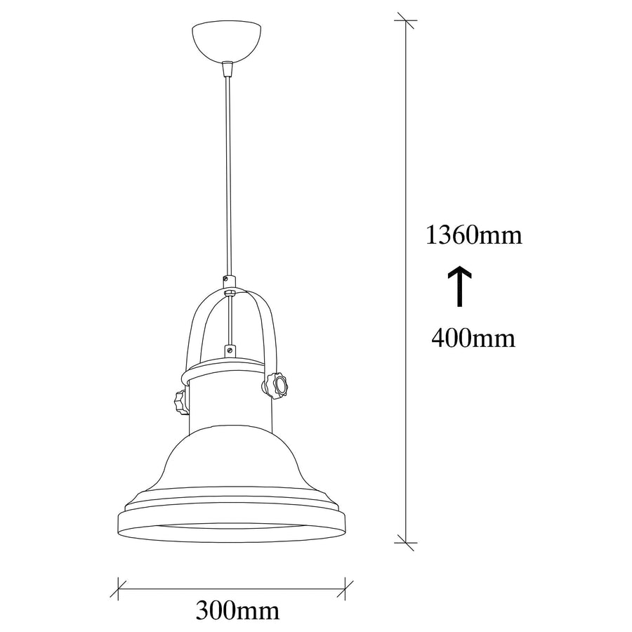 Endüstriyel Metal Tekli Sarkıt Kap Tipi - Siyah
