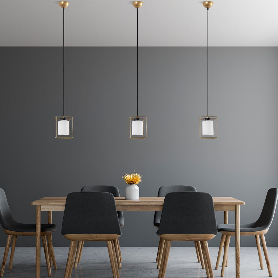 Camlı Metal Çerçeve Tekli Sarkıt - Altin
