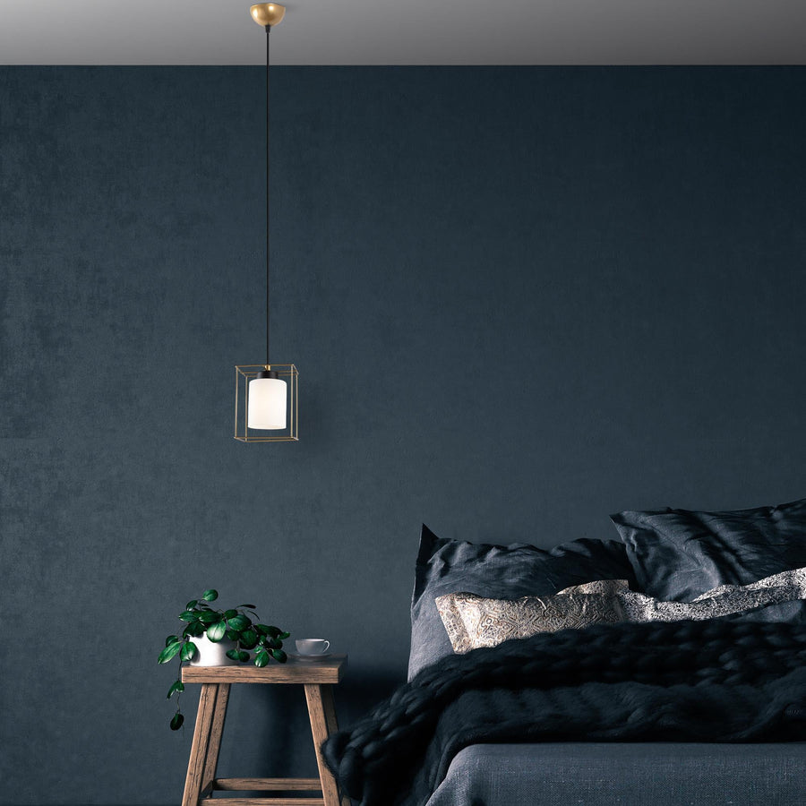 Camlı Metal Çerçeve Tekli Sarkıt - Altin