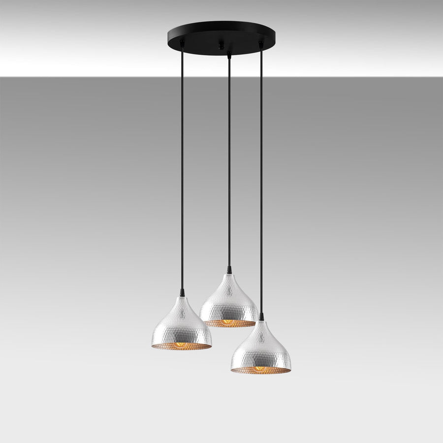 Çekiç Dövme Metal 3'lü Tepsi Sarkıt - Gümüş