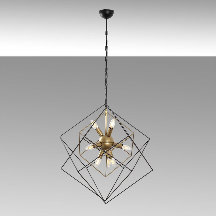 Geometrik Kafes Metal Avize 9'lu - Siyah