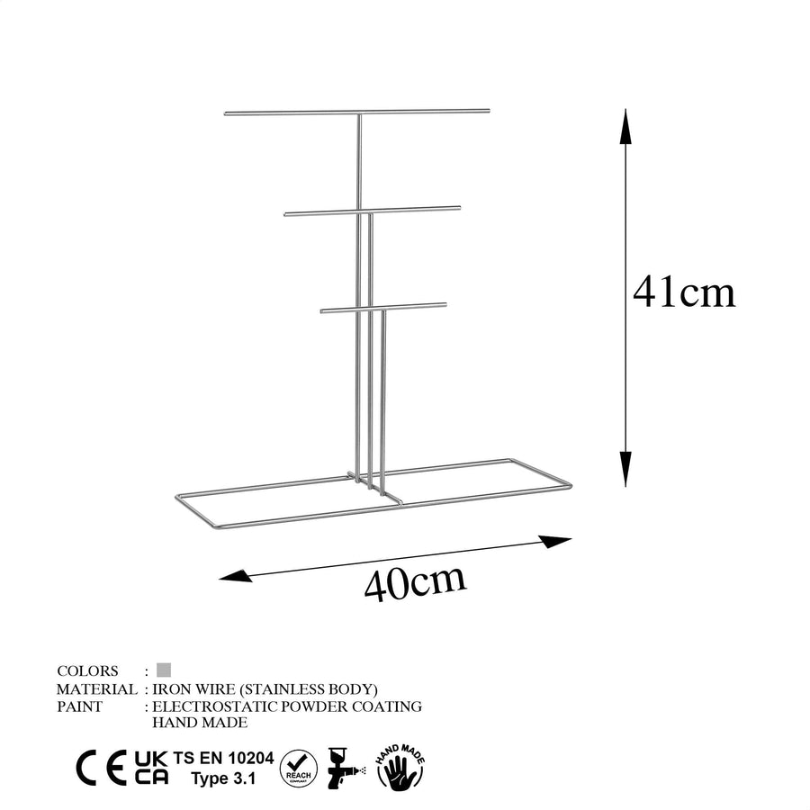 Üç Kademeli Metal Takı Standı - Gri