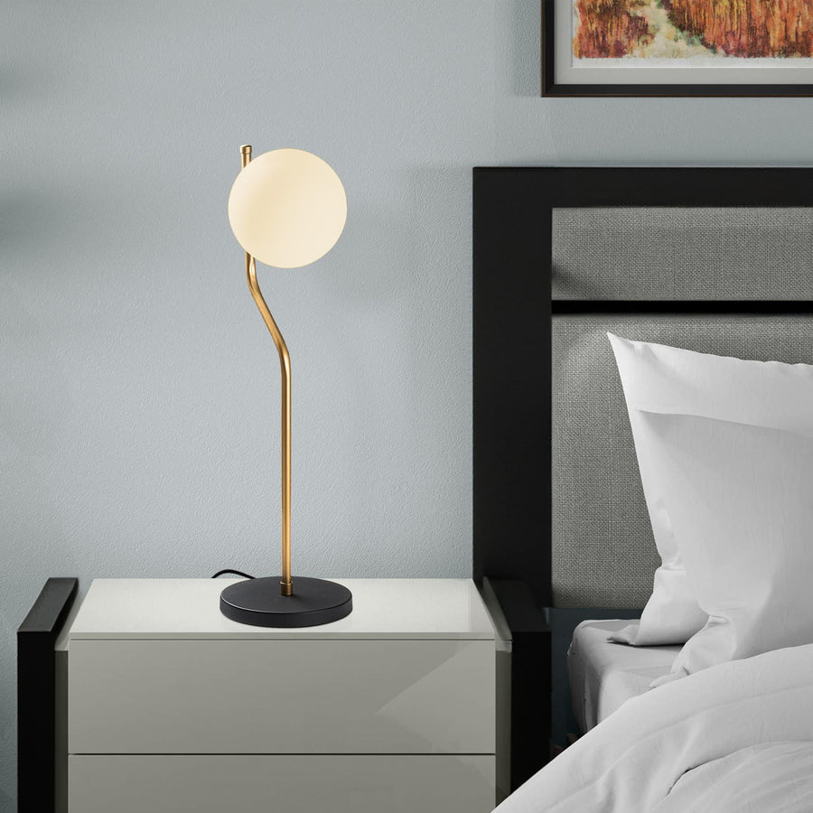 Küre Camlı Modern Masa Lambası - Altın