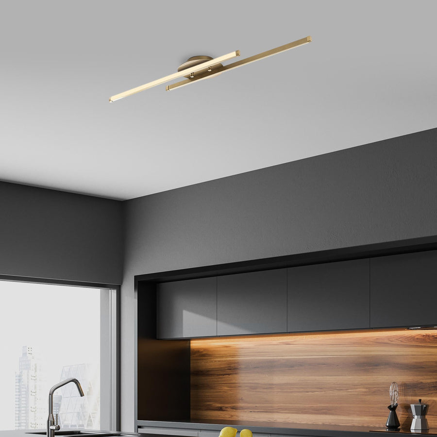 Çift Çubuk Modern LED Avize - Altın