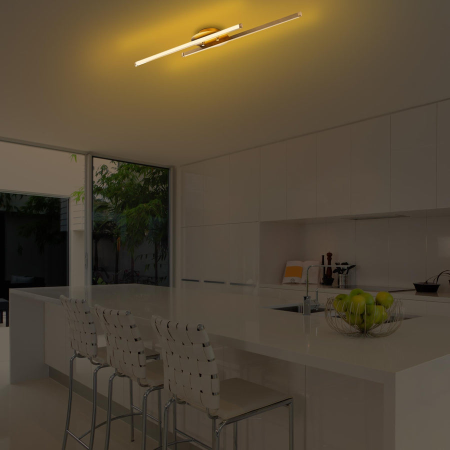 Çift Çubuk Modern LED Avize - Altın