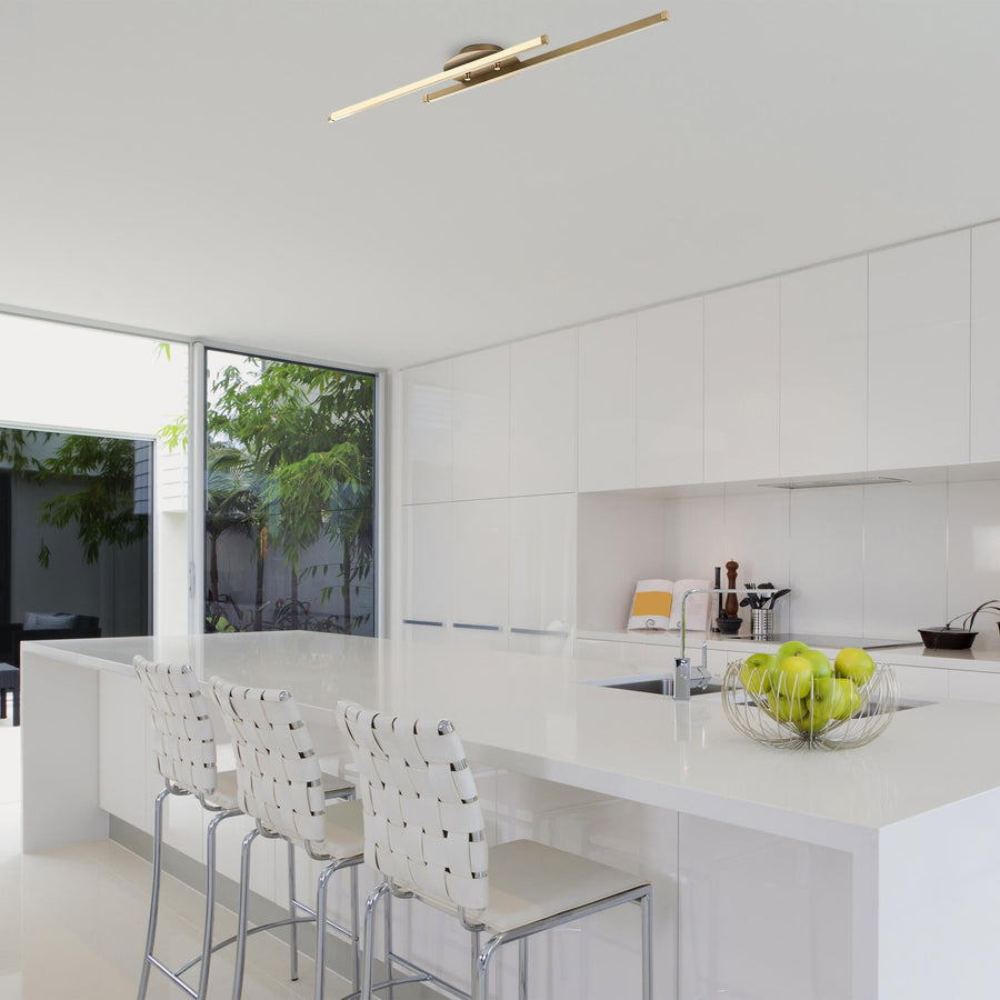 Çift Çubuk Modern LED Avize - Altın