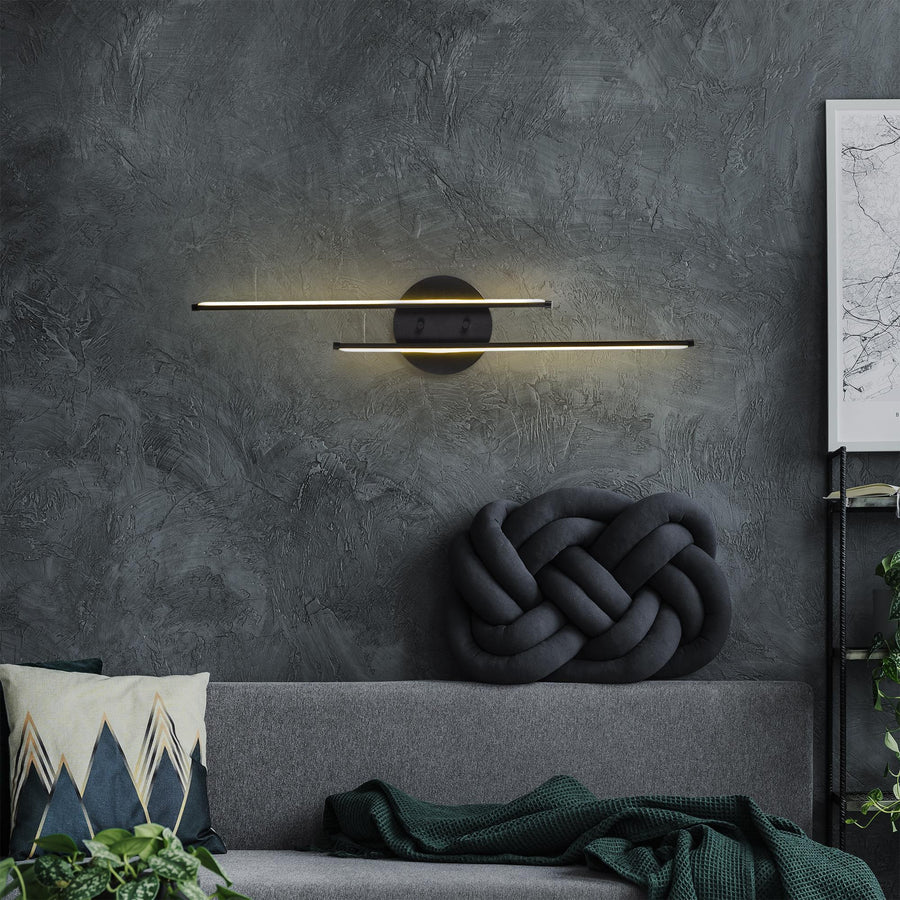 Çift Çubuk Modern LED Aplik - Siyah