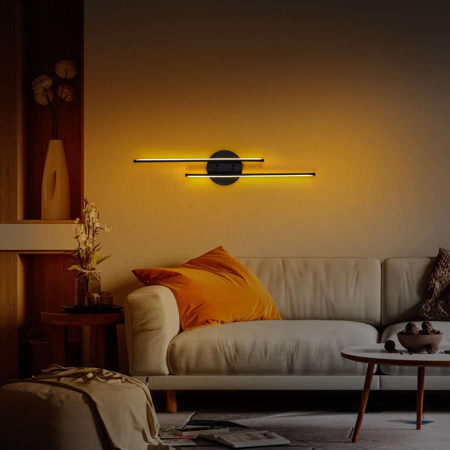 Çift Çubuk Modern LED Aplik - Siyah