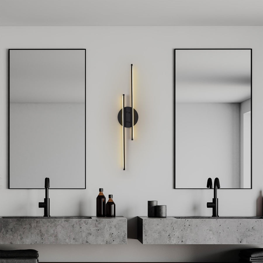 Çift Çubuk Modern LED Aplik - Siyah