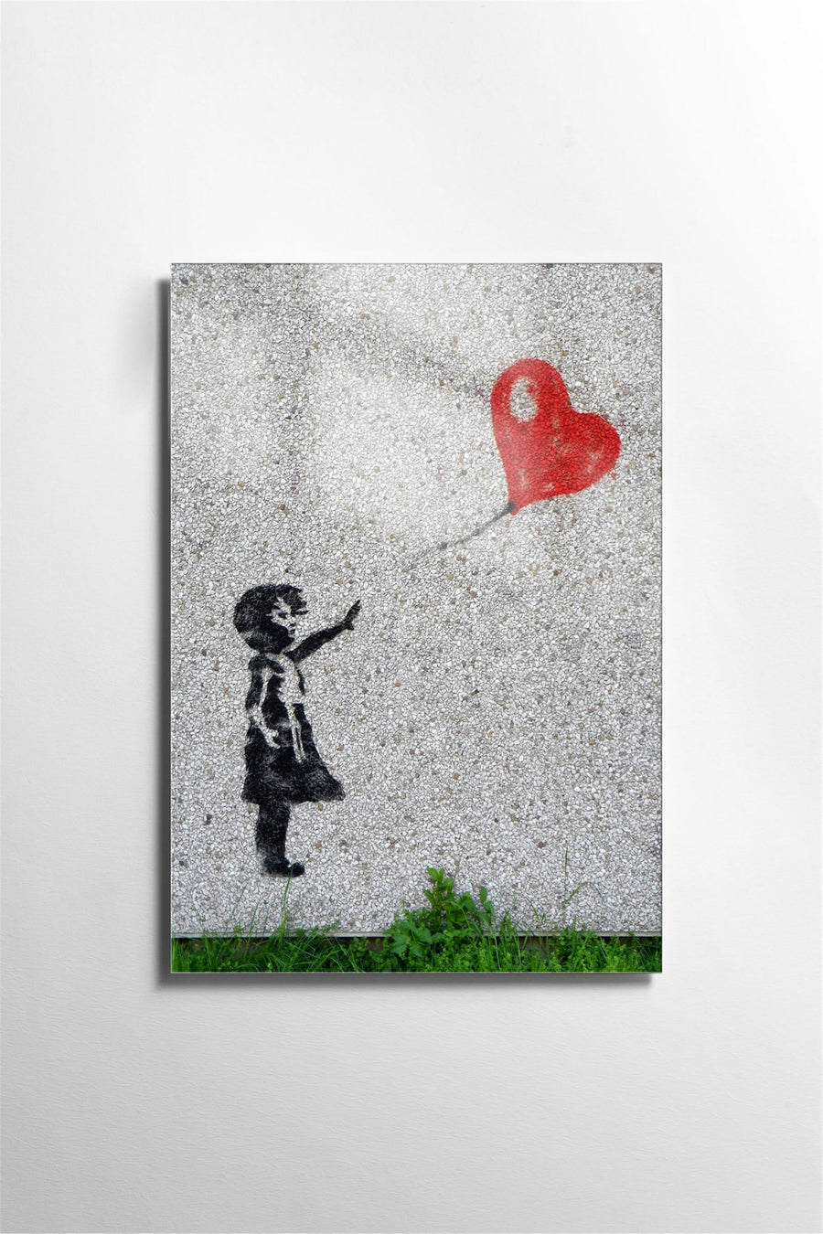 Grafiti Kiz ve Balon Cam Tablo - Beyaz
