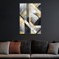Geometrik Mermer Altin Cam Tablo - Gri