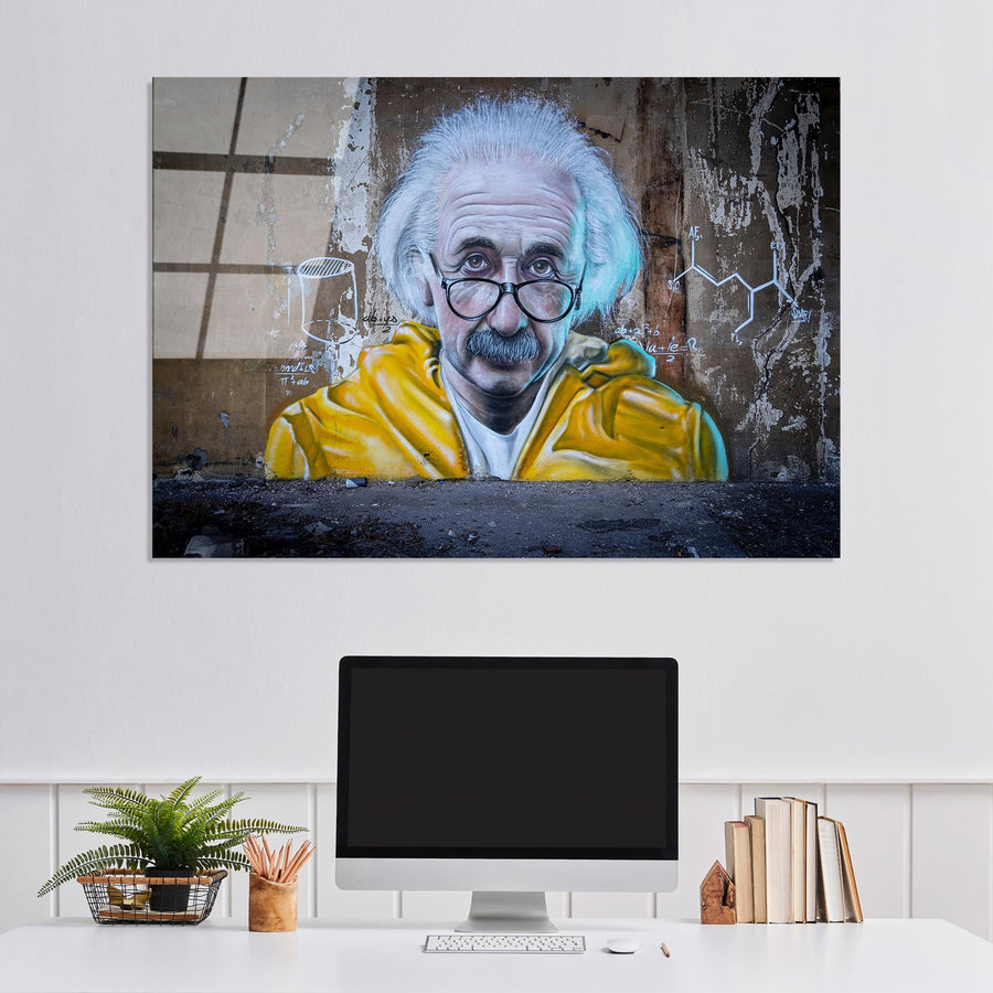 Einstein Graffiti Street Art Cam Tablo - Sari