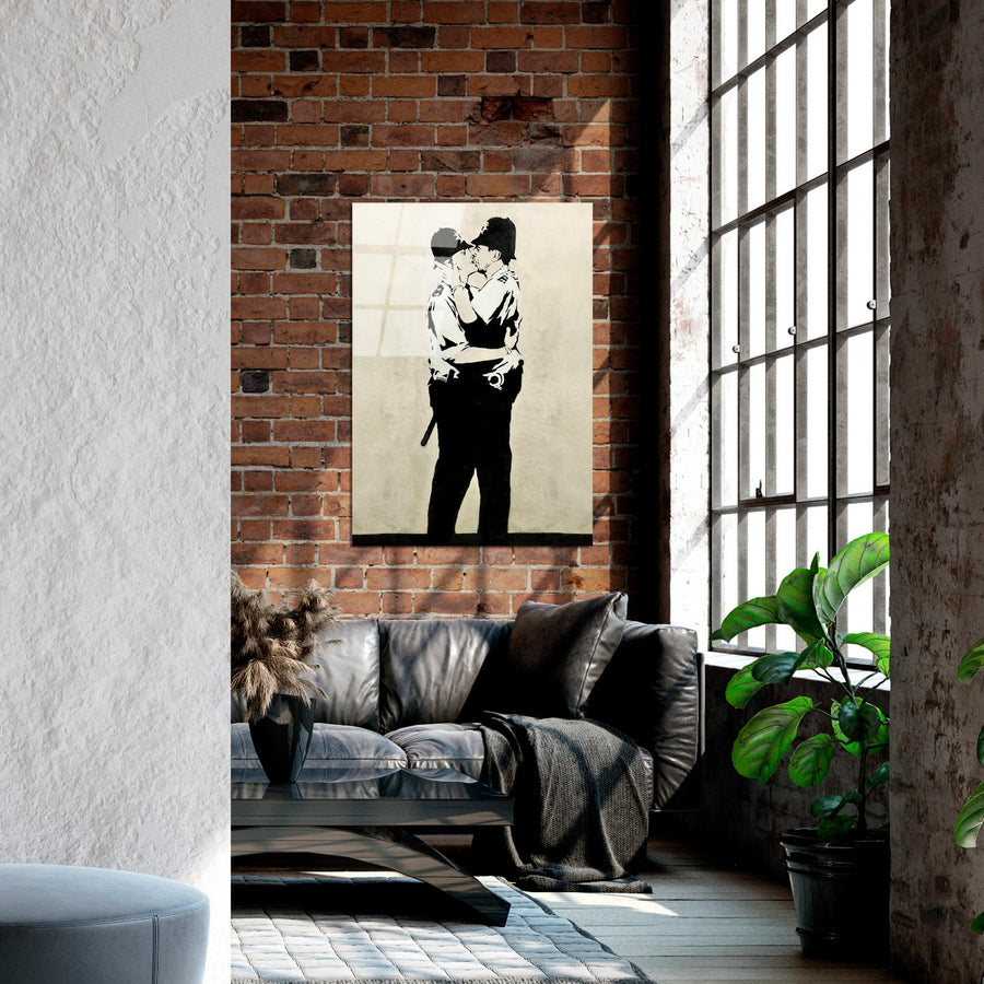 Banksy Opuslar Cam Tablo - Siyah