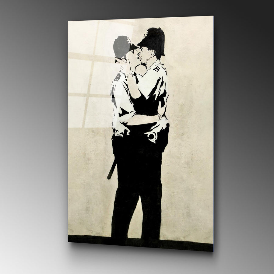 Banksy Opuslar Cam Tablo - Siyah