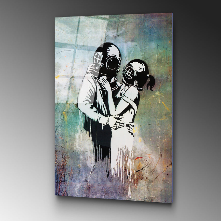 Banksy Dalgic Cam Tablo - Cok-Renkli