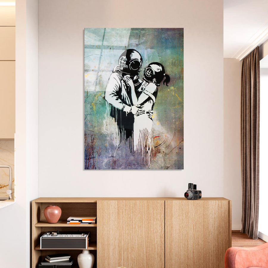 Banksy Dalgic Cam Tablo - Cok-Renkli