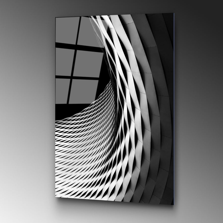 Mimari Spiral Modern Cam Tablo - Siyah