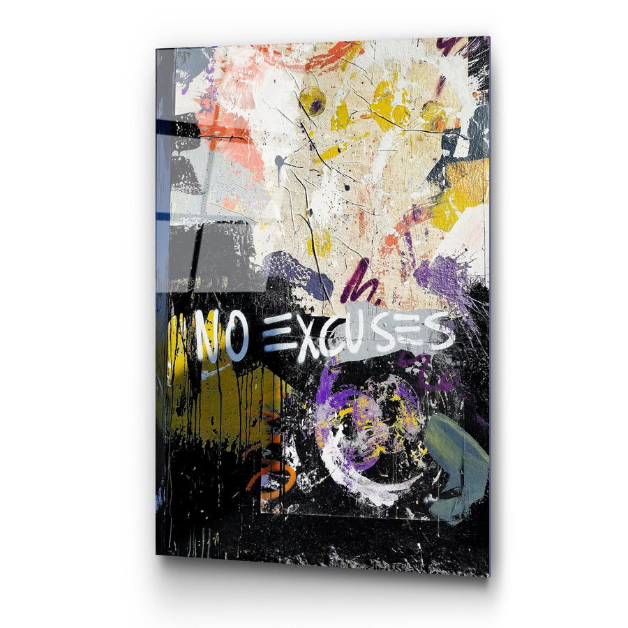 No Excuses Graffiti Cam Tablo - Cok-Renkli